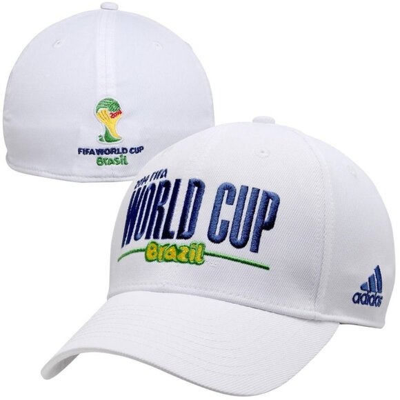 adidas 2014 FIFA World Cup Structured Flex Hat - White New S/M - Picture 1 of 7